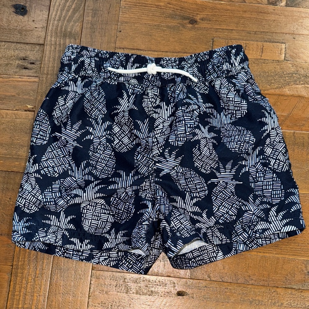 Janie and Jack Navy and White Patterned Swim Shorts
